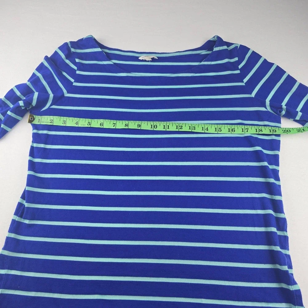 Club Monaco -632 Striped Top Boat Neck 3/4 Sleeve Casual Blue T-Shirt‎ Large